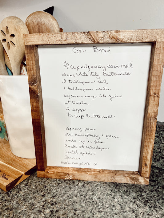 Handwritten recipe sign